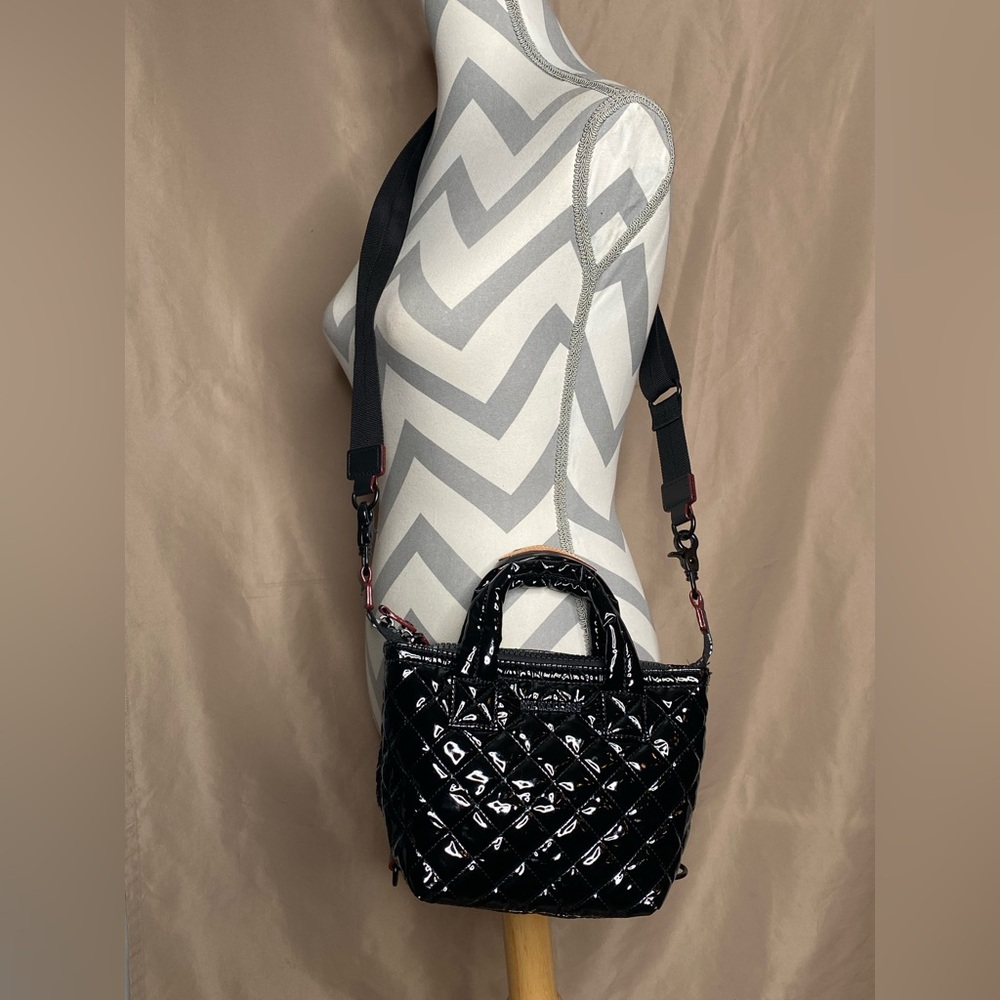 MZ Wallace Shiny Black Mini Crossbody Tote